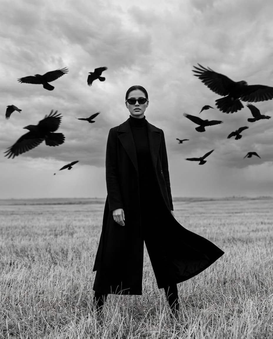 Cinematic Black Overcoat Portrait