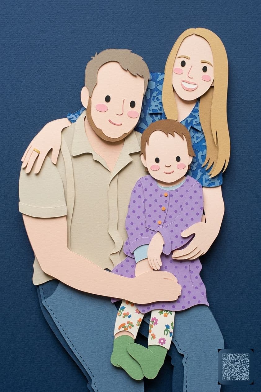 Paper-cut layered illustration