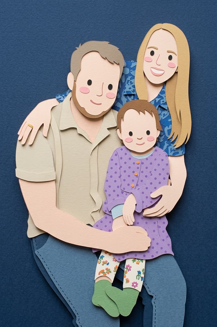 Paper-cut layered illustration