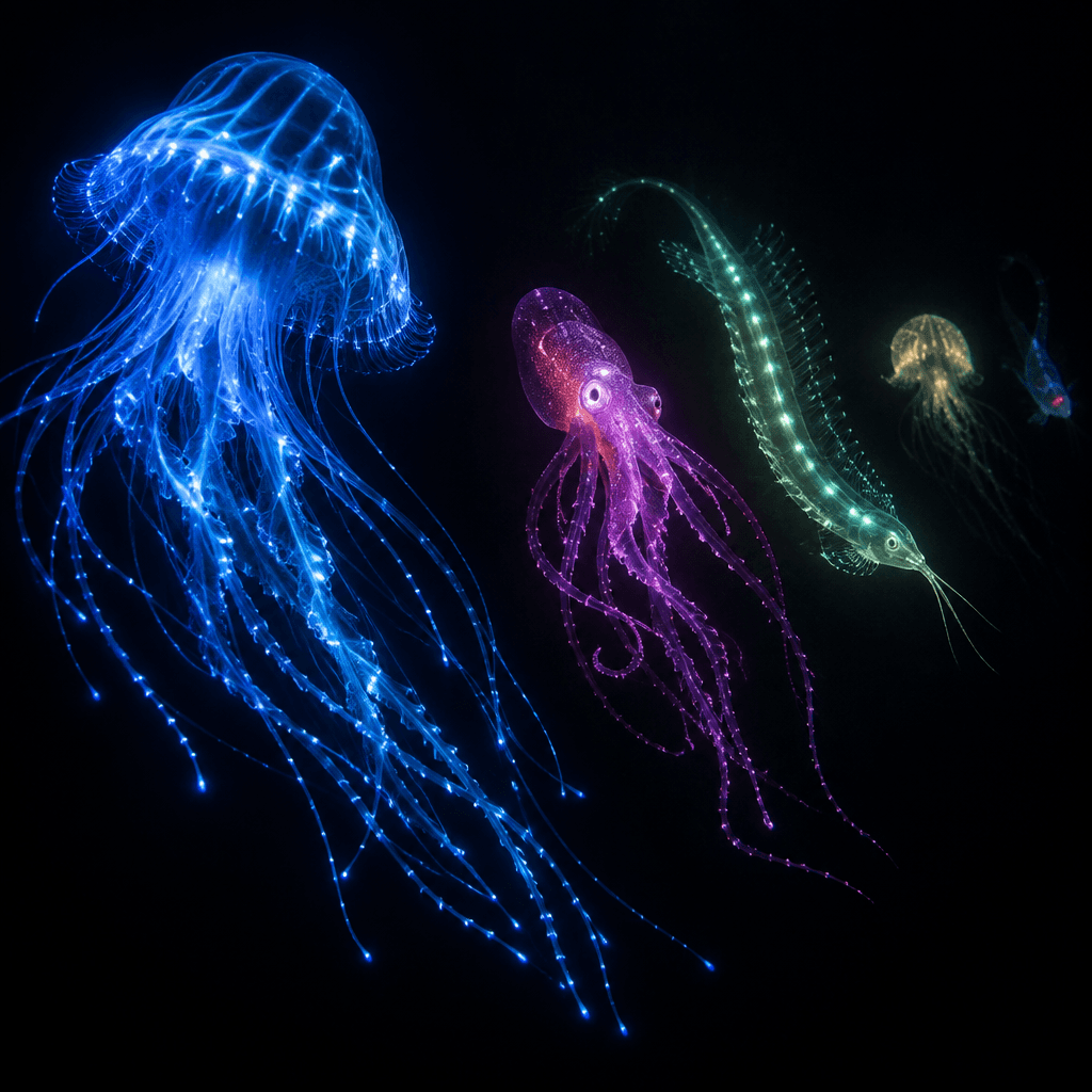 Bioluminescent Deep-Sea Parade