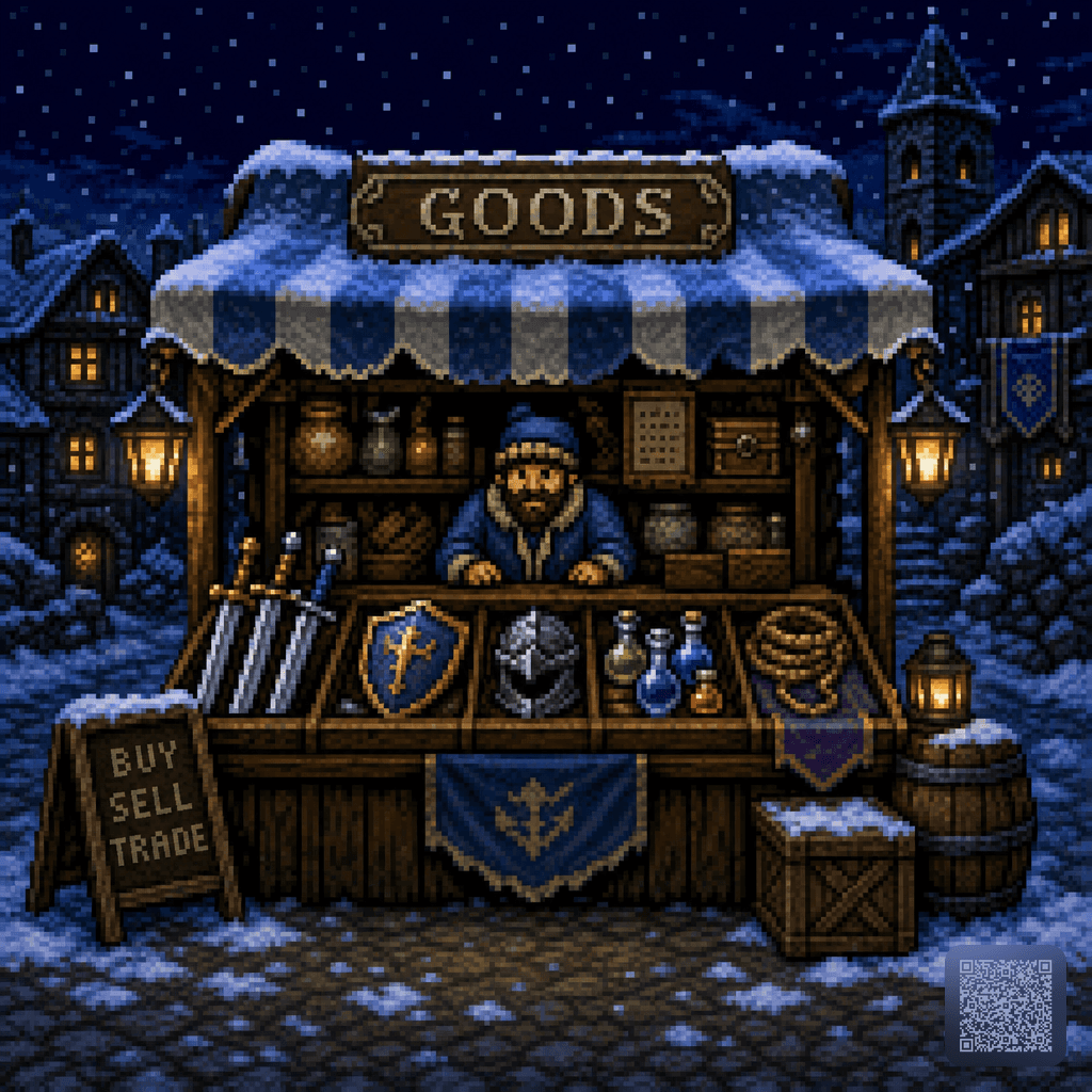 Pixel-Art RPG Shopkeeper, 32-Bit Era