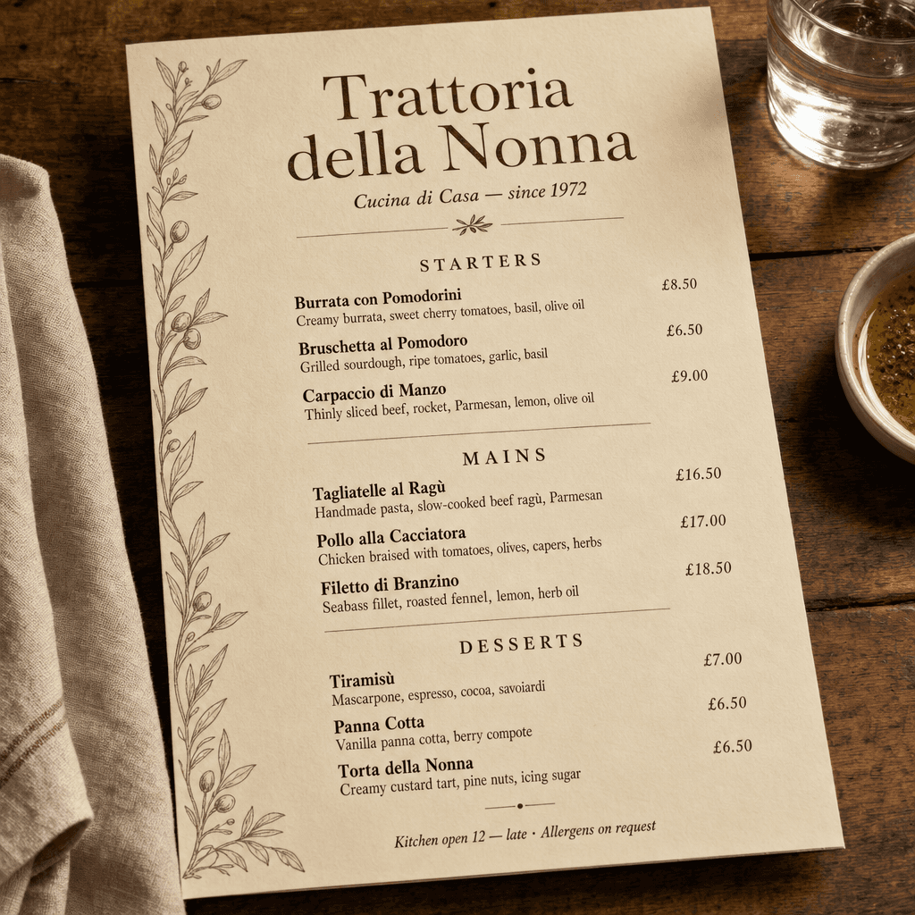 Restaurant Menu Generator