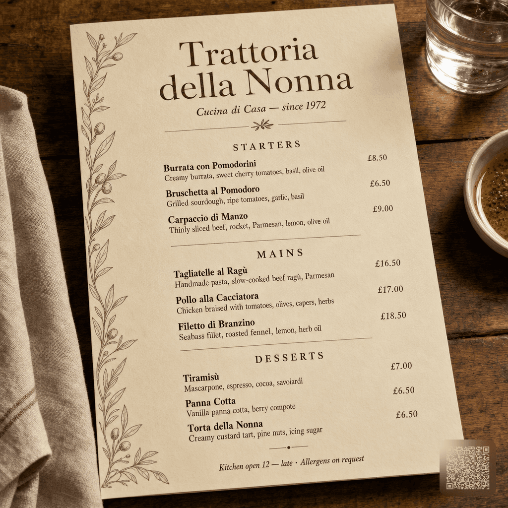 Restaurant Menu Generator