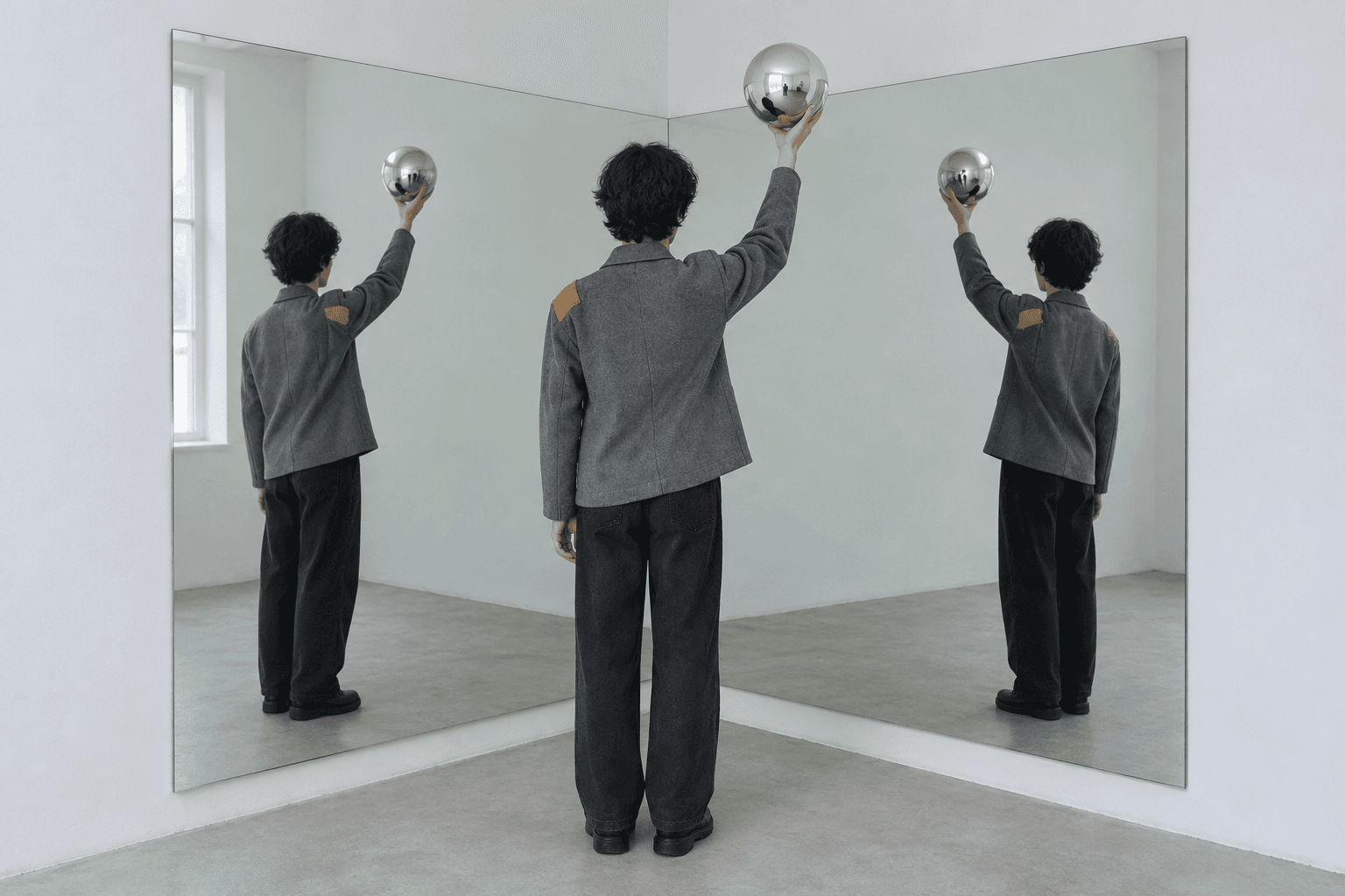 Two-Mirror Corner — Chrome Sphere