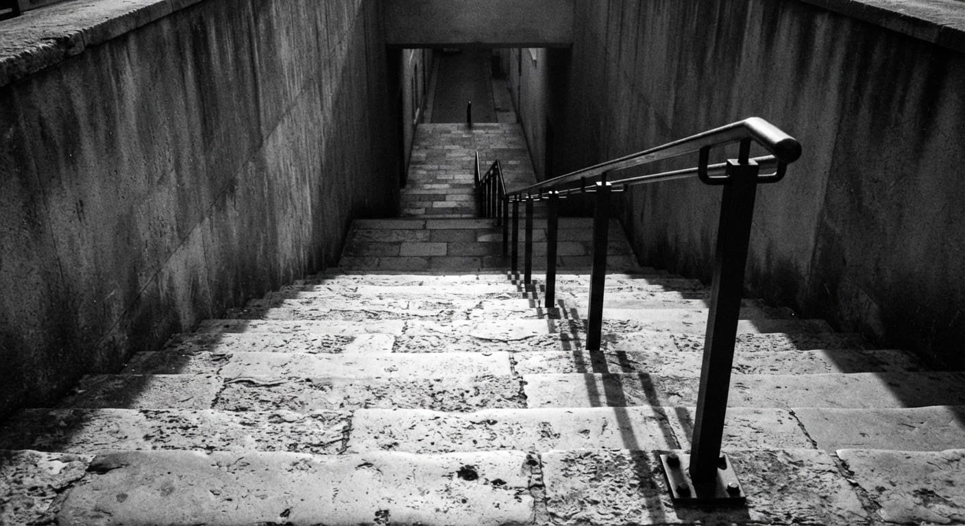 Railing Shadow on a Staircase