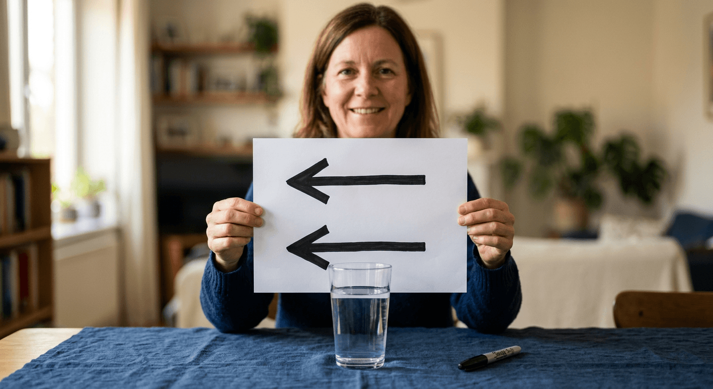 Two Arrows Behind a Glass of Water
