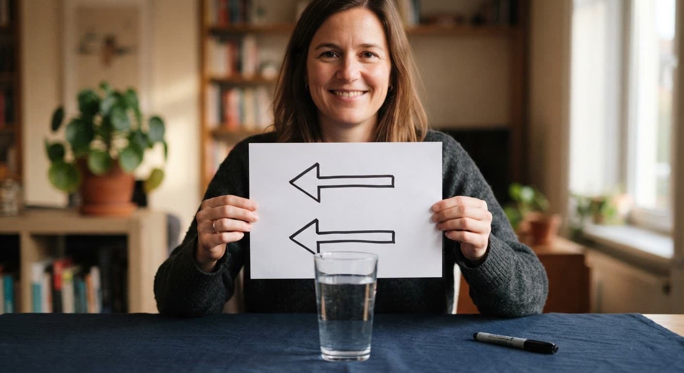 Two Arrows Behind a Glass of Water