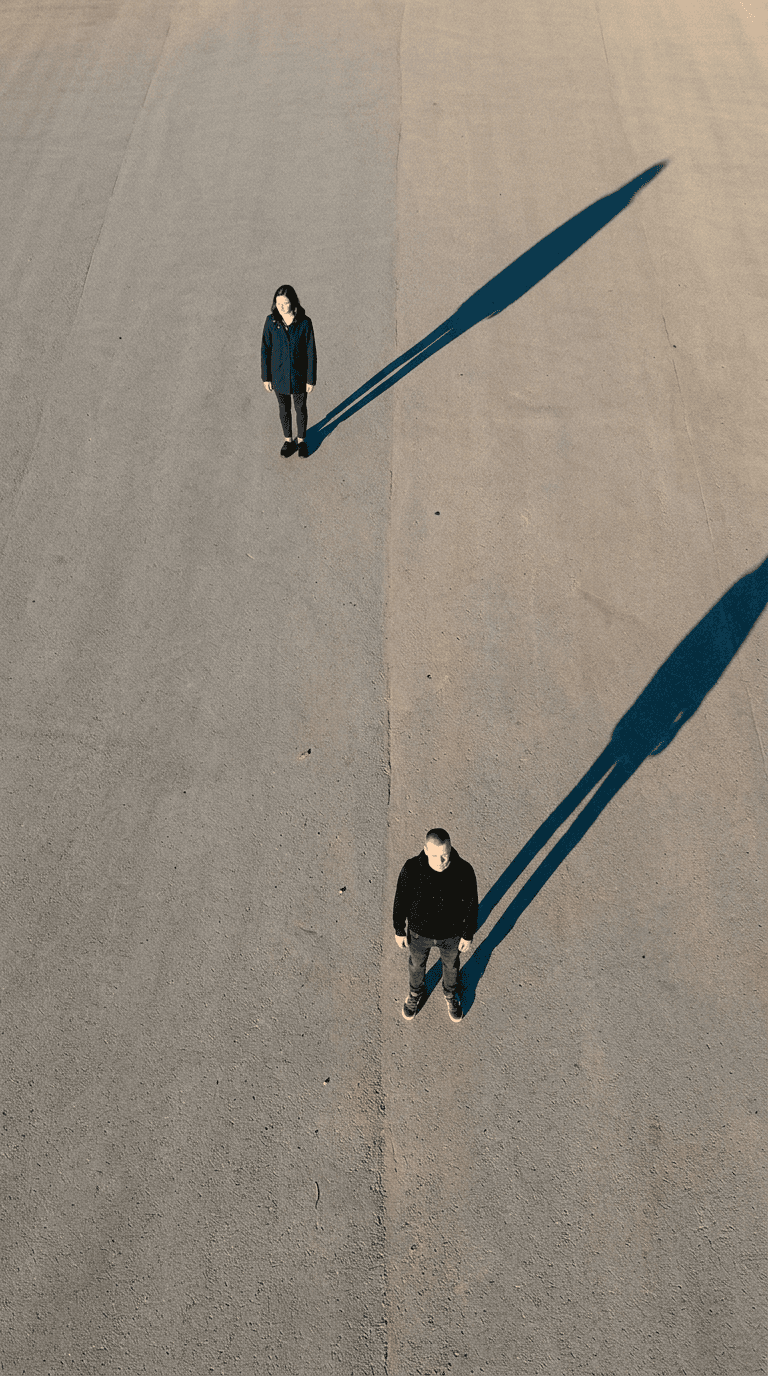 Two People, Long Shadows (Overhead)