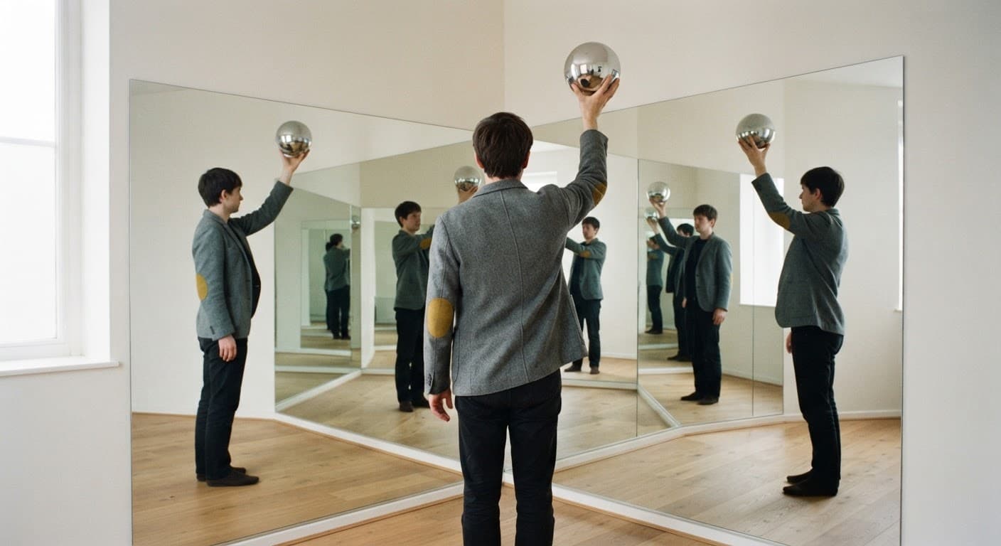 Two-Mirror Corner — Chrome Sphere