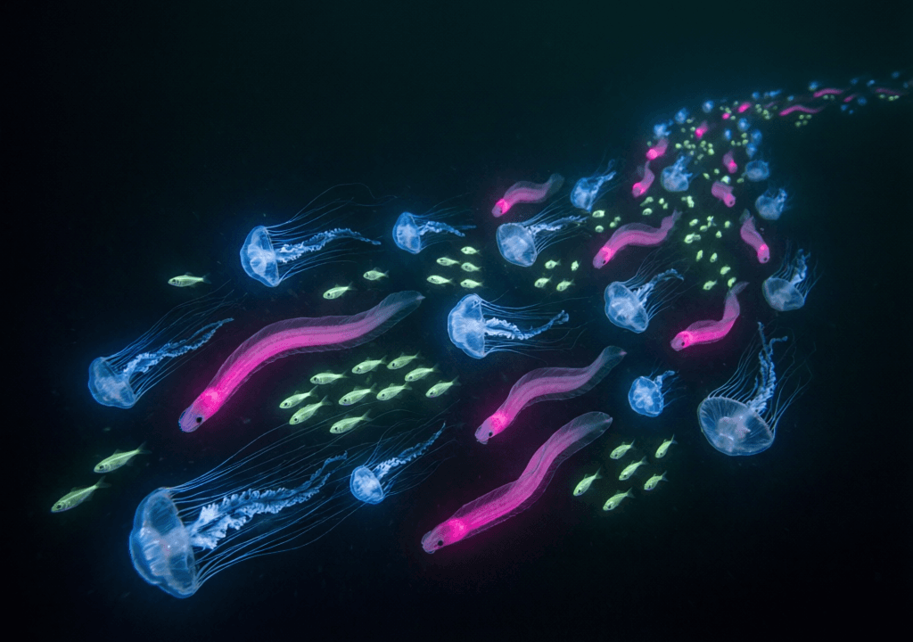 Bioluminescent Deep-Sea Parade
