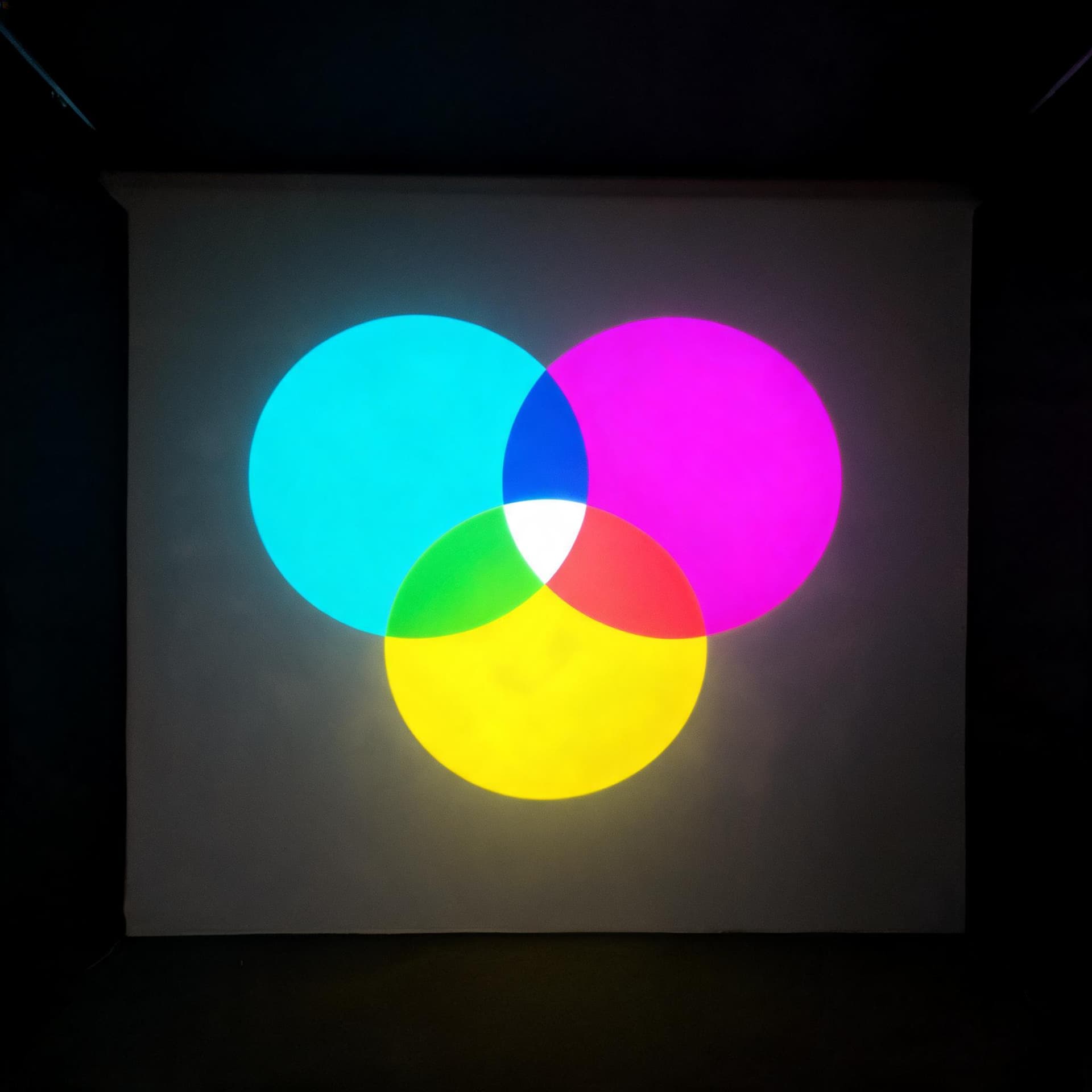Cyan, Magenta, Yellow: Three Spotlights