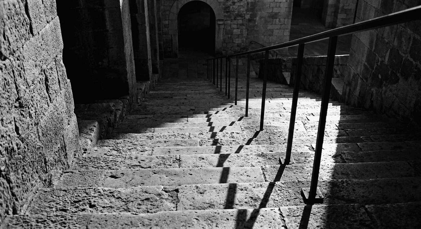 Railing Shadow on a Staircase