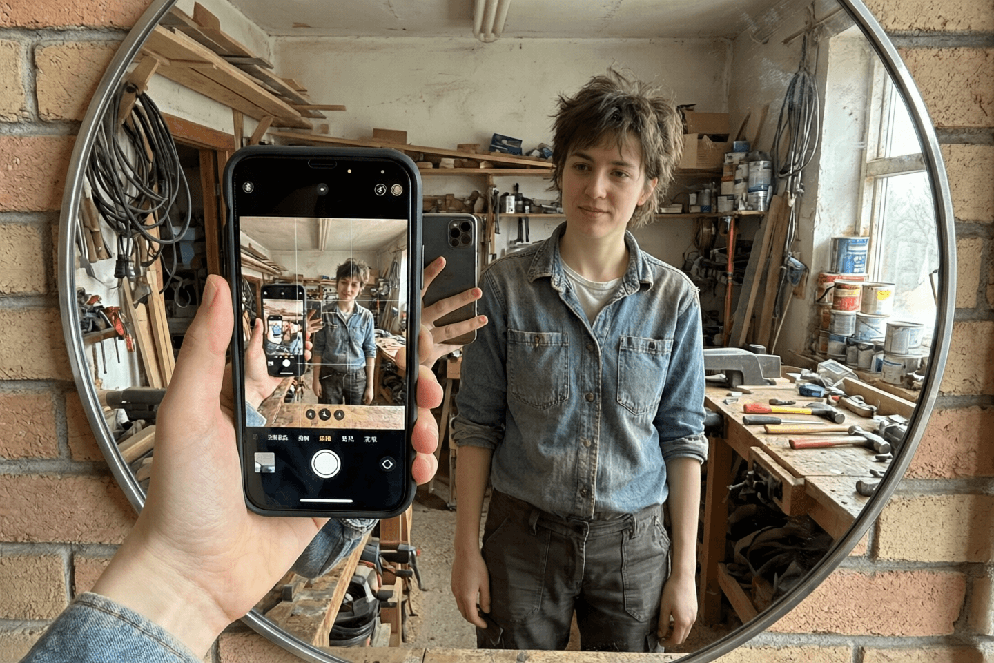 Phone-Screen Mirror Selfie