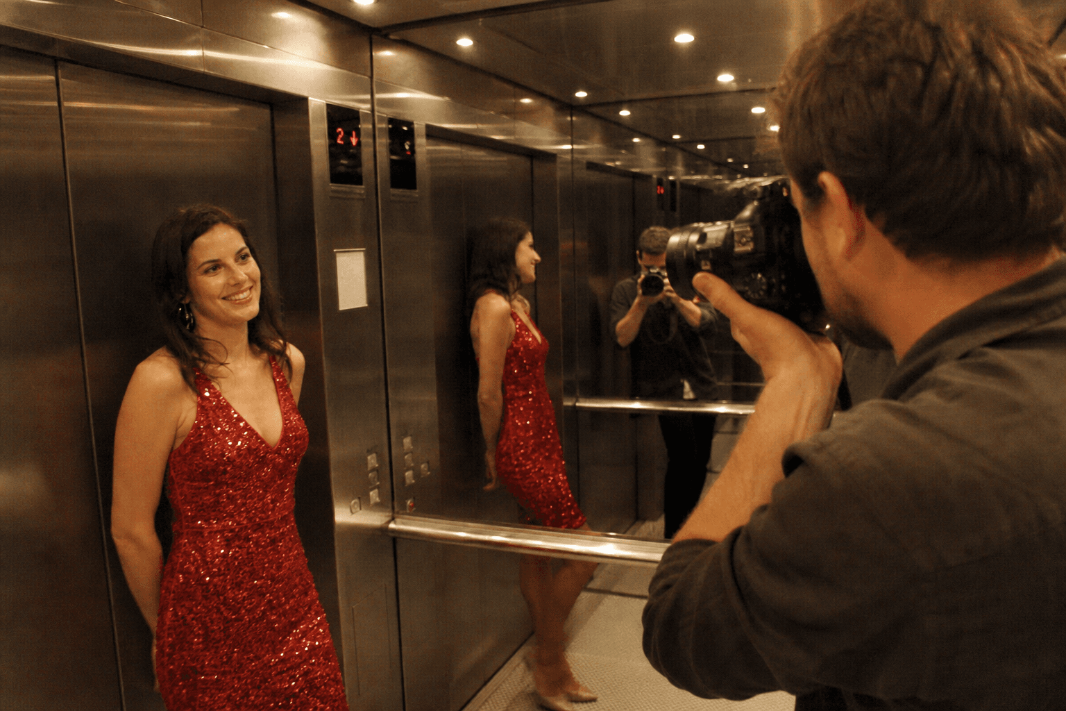 Mirrored Elevator Reflections