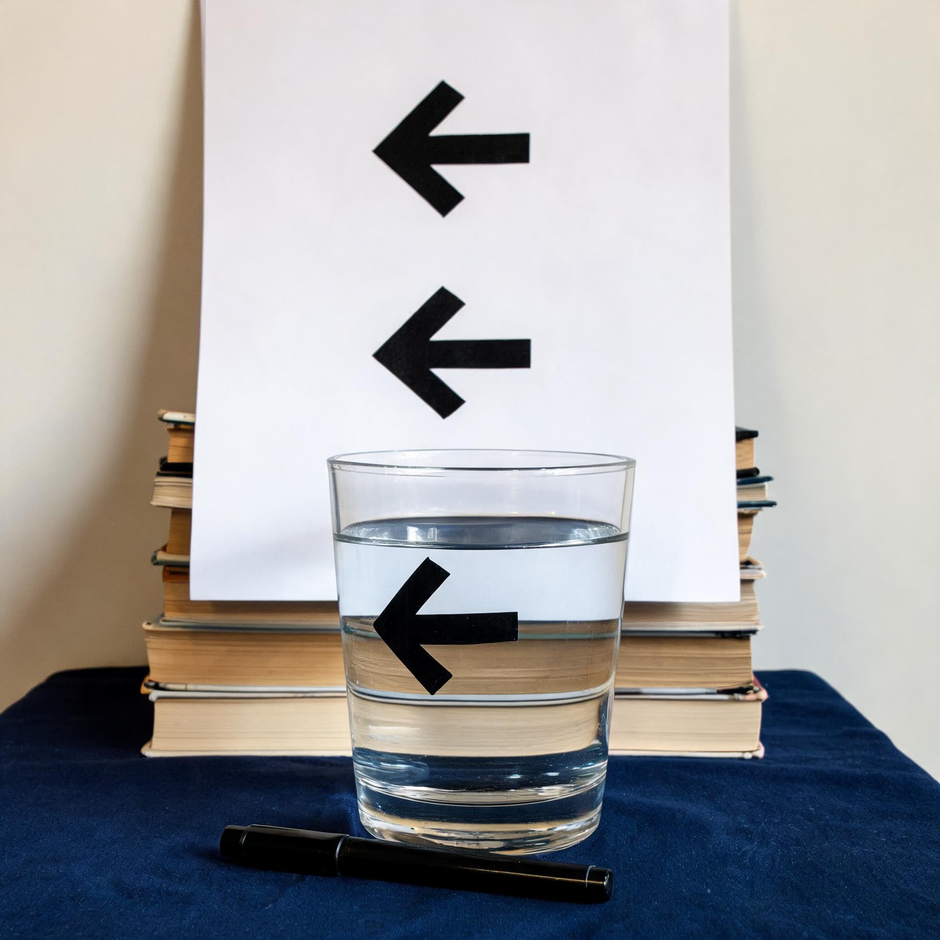 Two Arrows Behind a Glass of Water