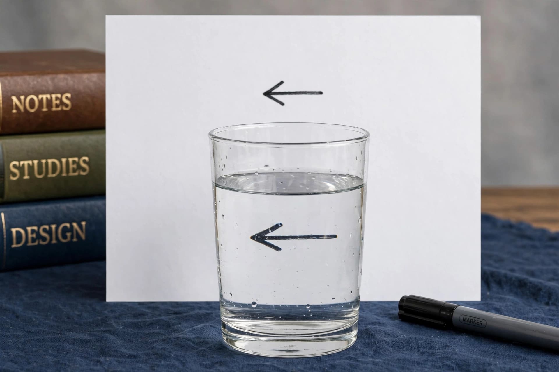 Two Arrows Behind a Glass of Water
