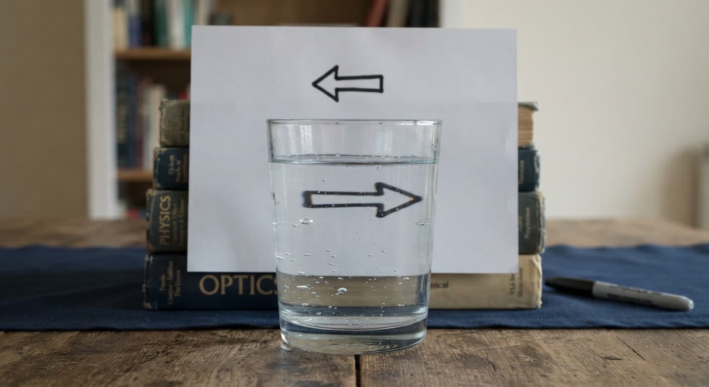 Two Arrows Behind a Glass of Water