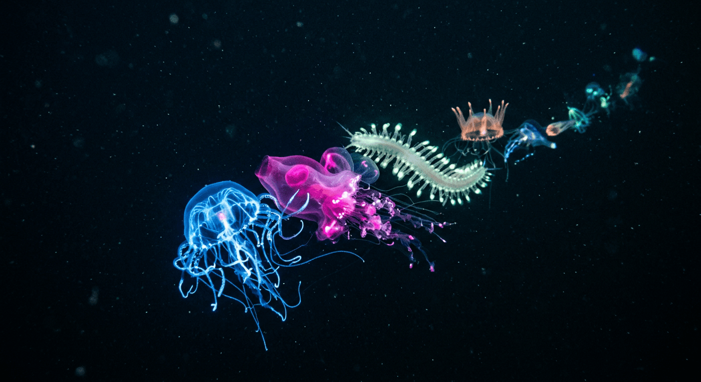 Bioluminescent Deep-Sea Parade