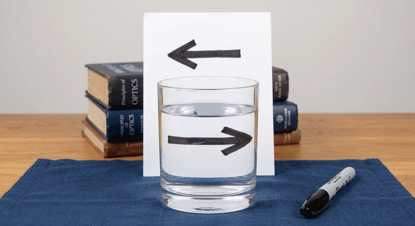 Two Arrows Behind a Glass of Water