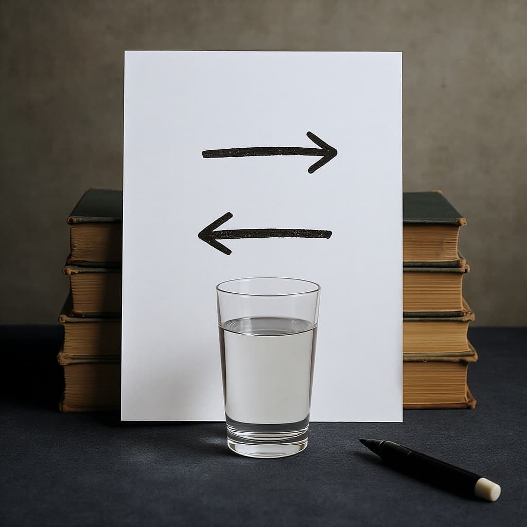 Two Arrows Behind a Glass of Water