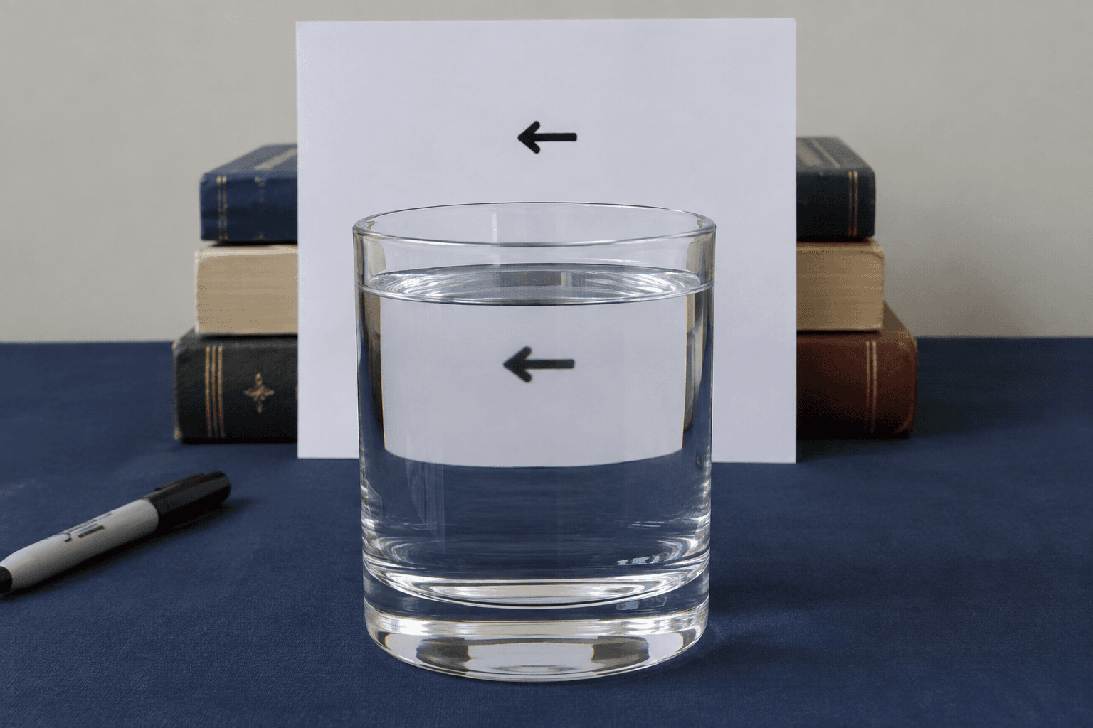 Two Arrows Behind a Glass of Water