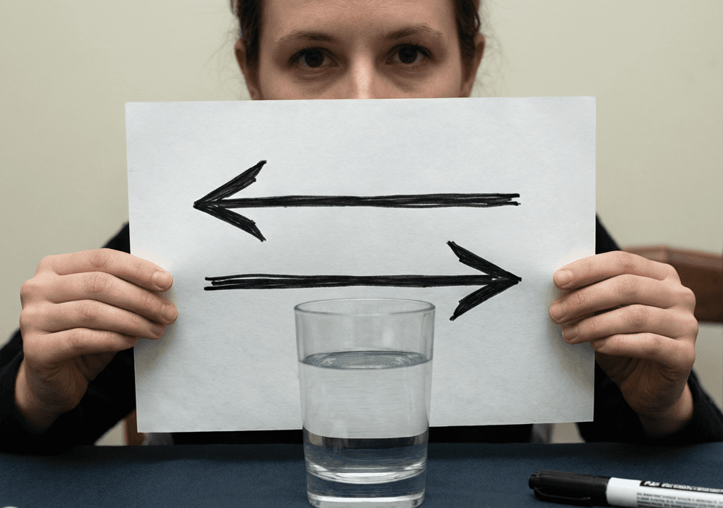 Two Arrows Behind a Glass of Water