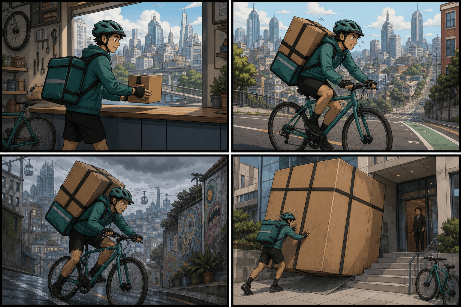 Same Character, Four Panels