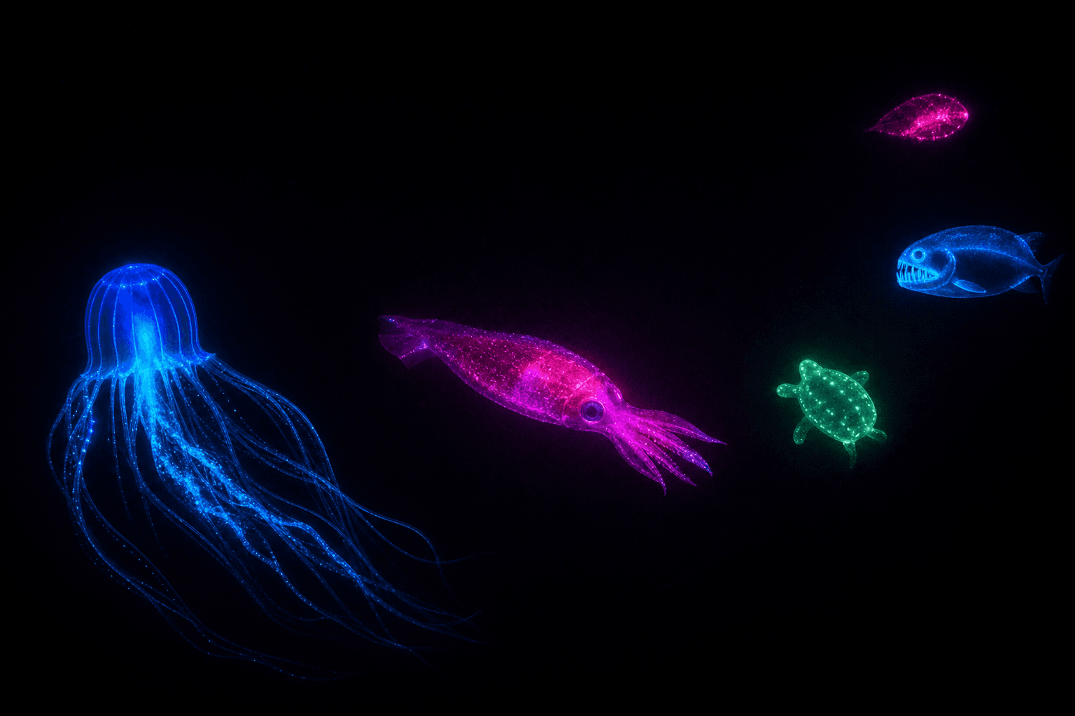 Bioluminescent Deep-Sea Parade