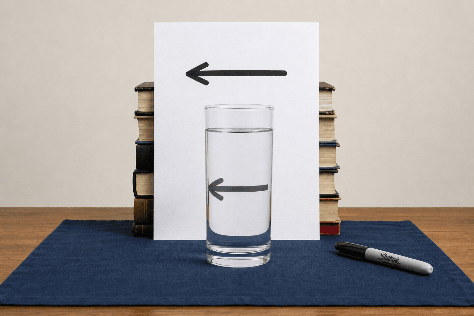 Two Arrows Behind a Glass of Water