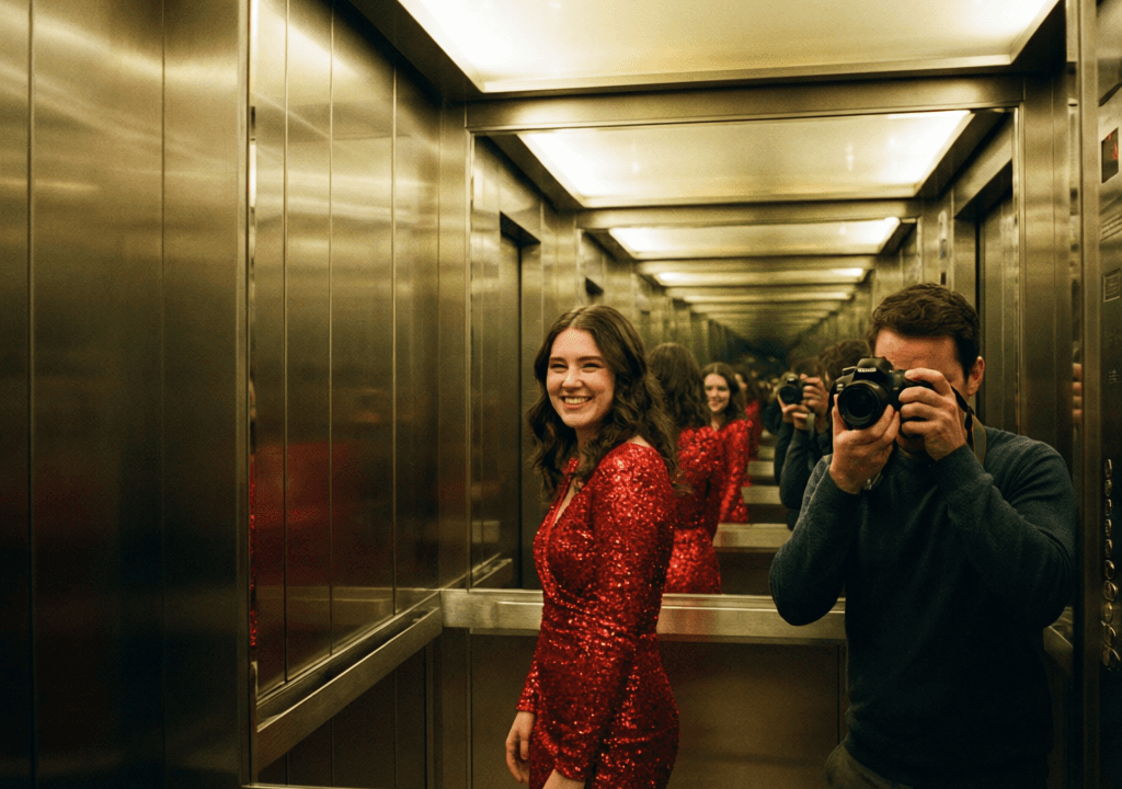 Mirrored Elevator Reflections