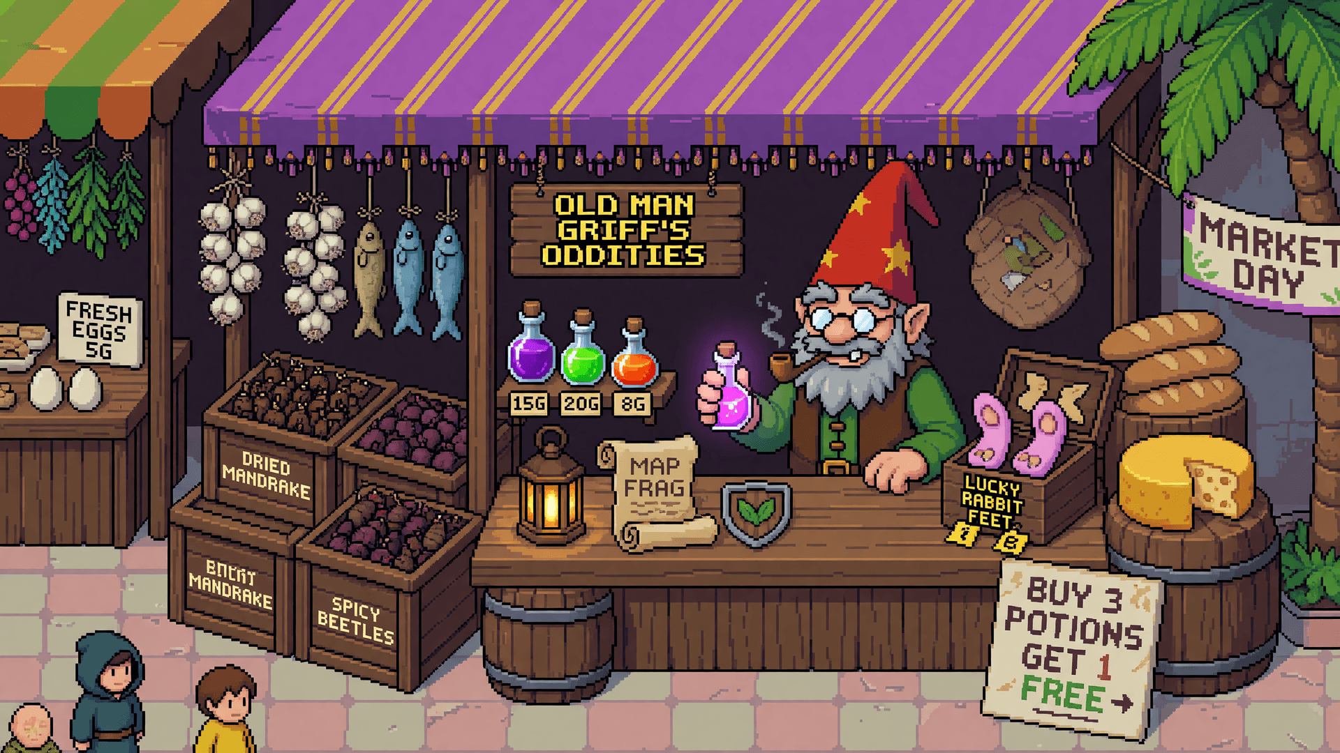 Pixel-Art RPG Shopkeeper, 32-Bit Era