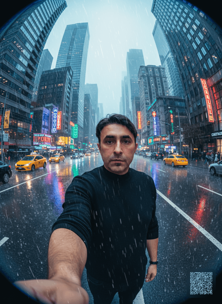 Wide Angle Fisheye City Rain