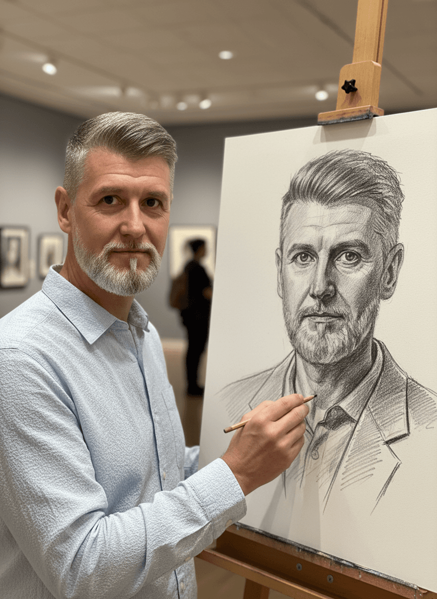 Art Gallery Pencil Sketch Portrait
