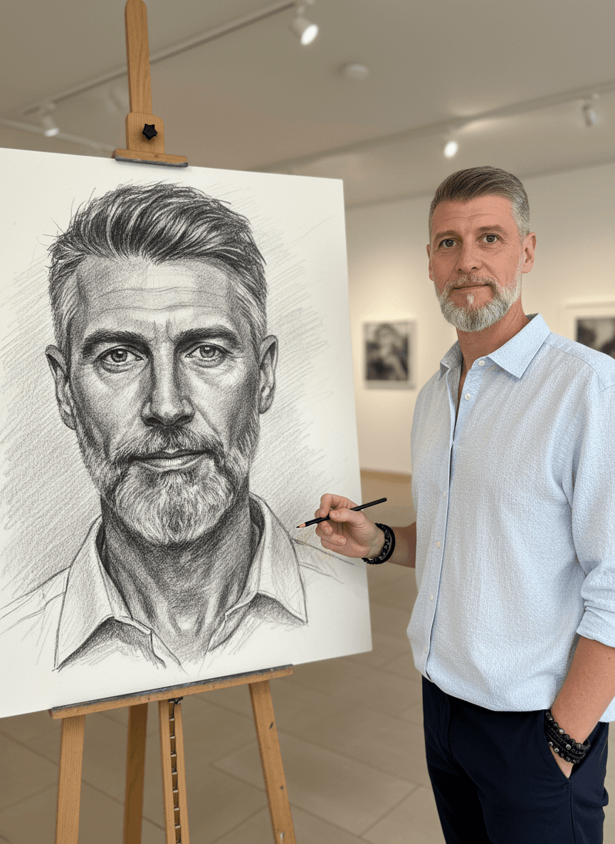 Art Gallery Pencil Sketch Portrait