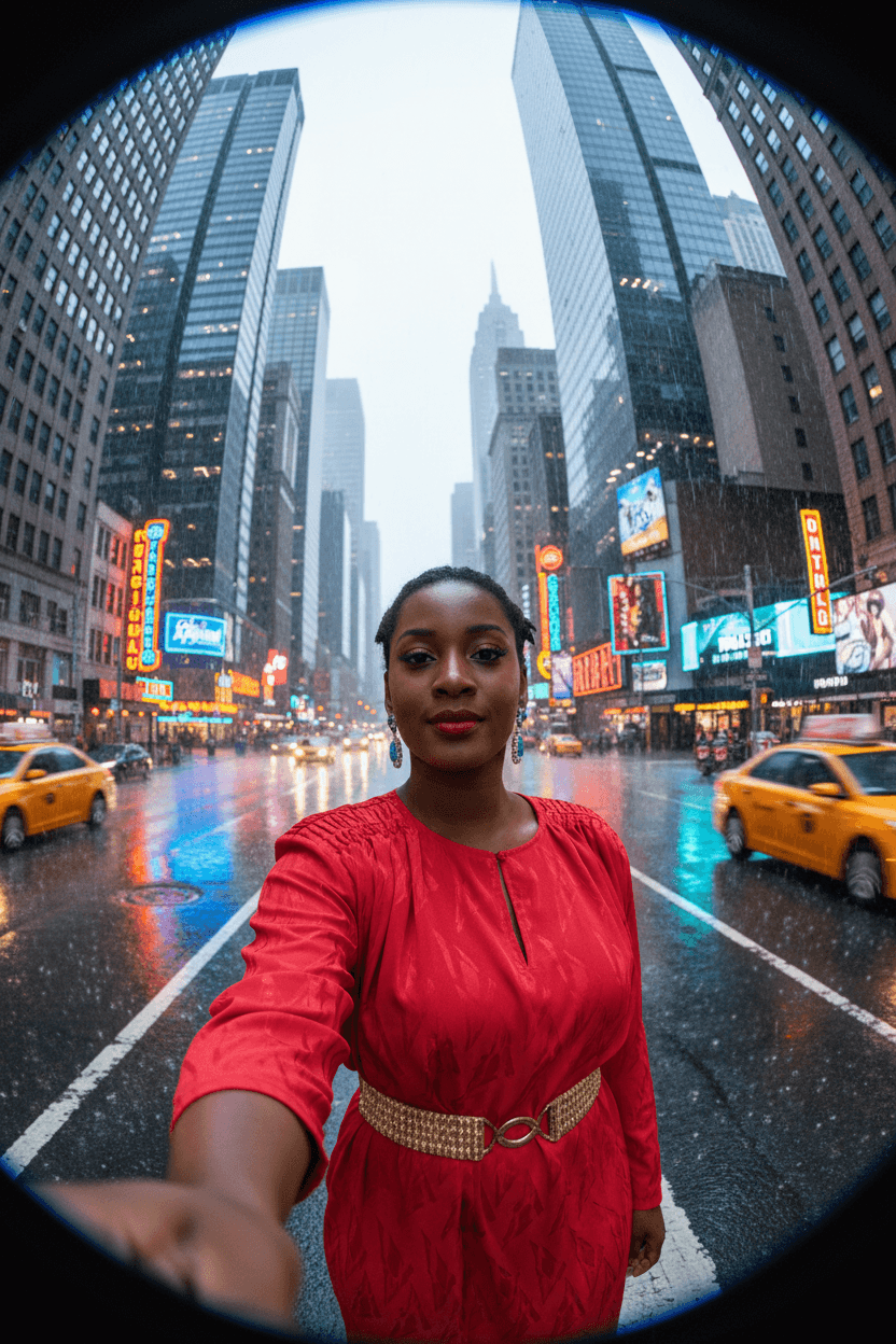 Wide Angle Fisheye City Rain