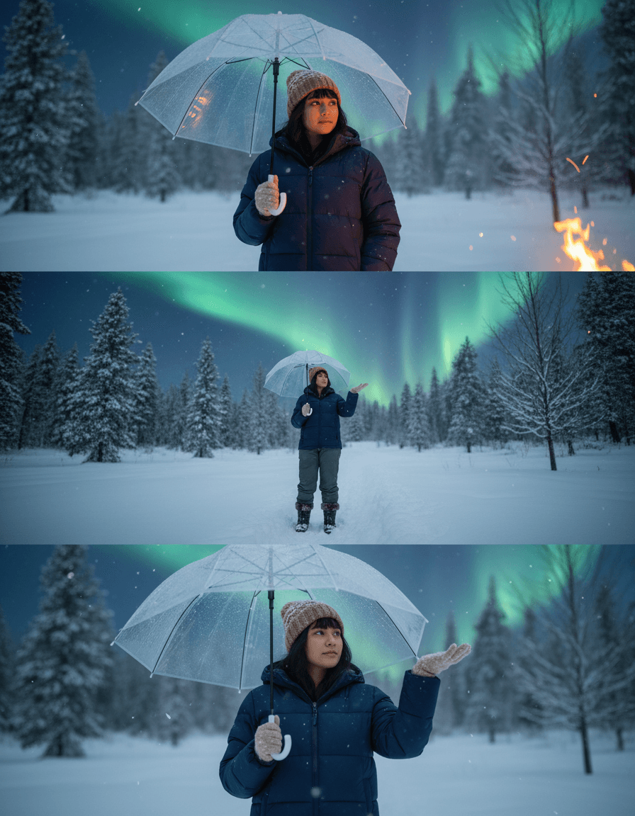 Winter Aurora Triptych