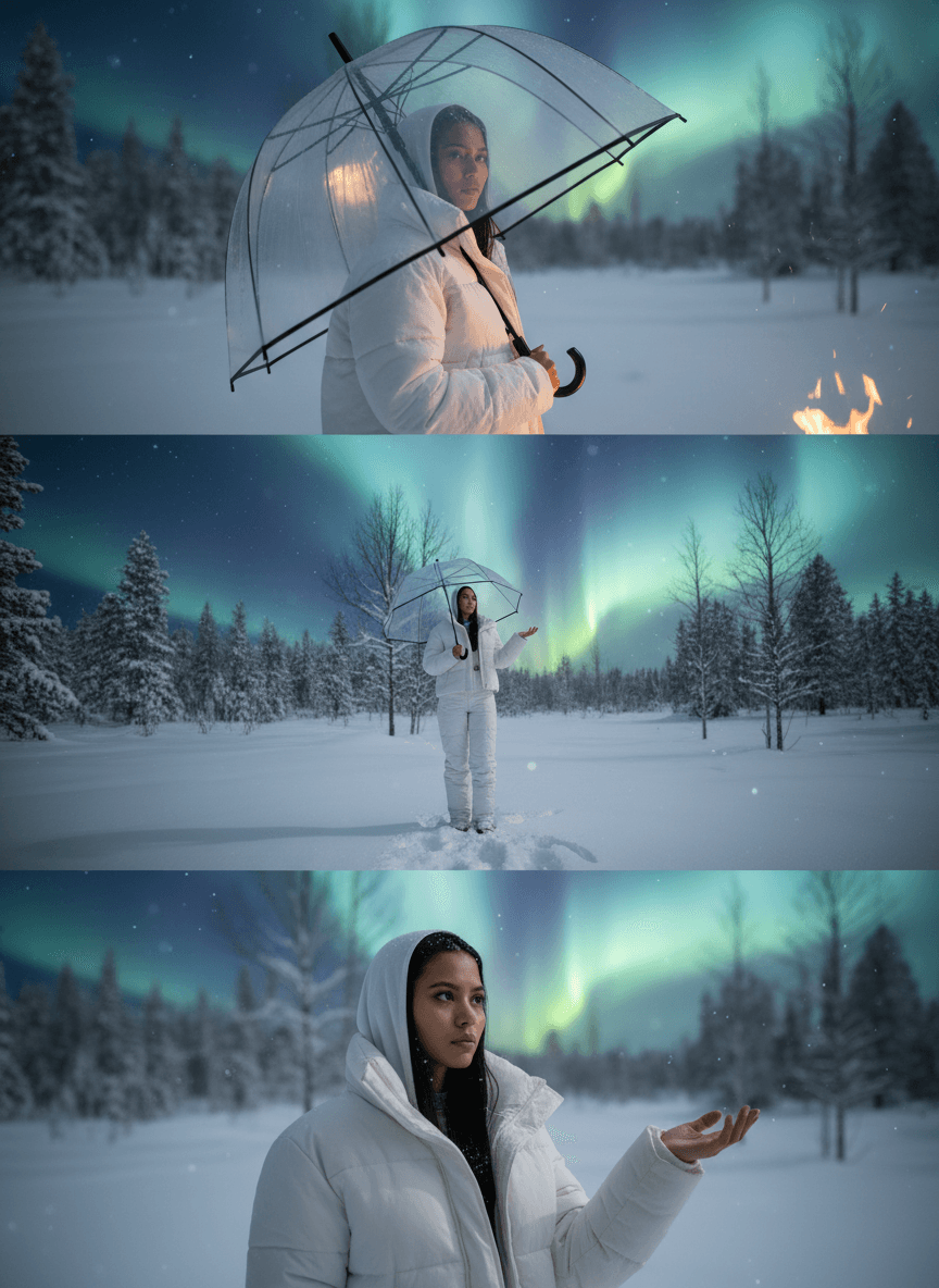Winter Aurora Triptych