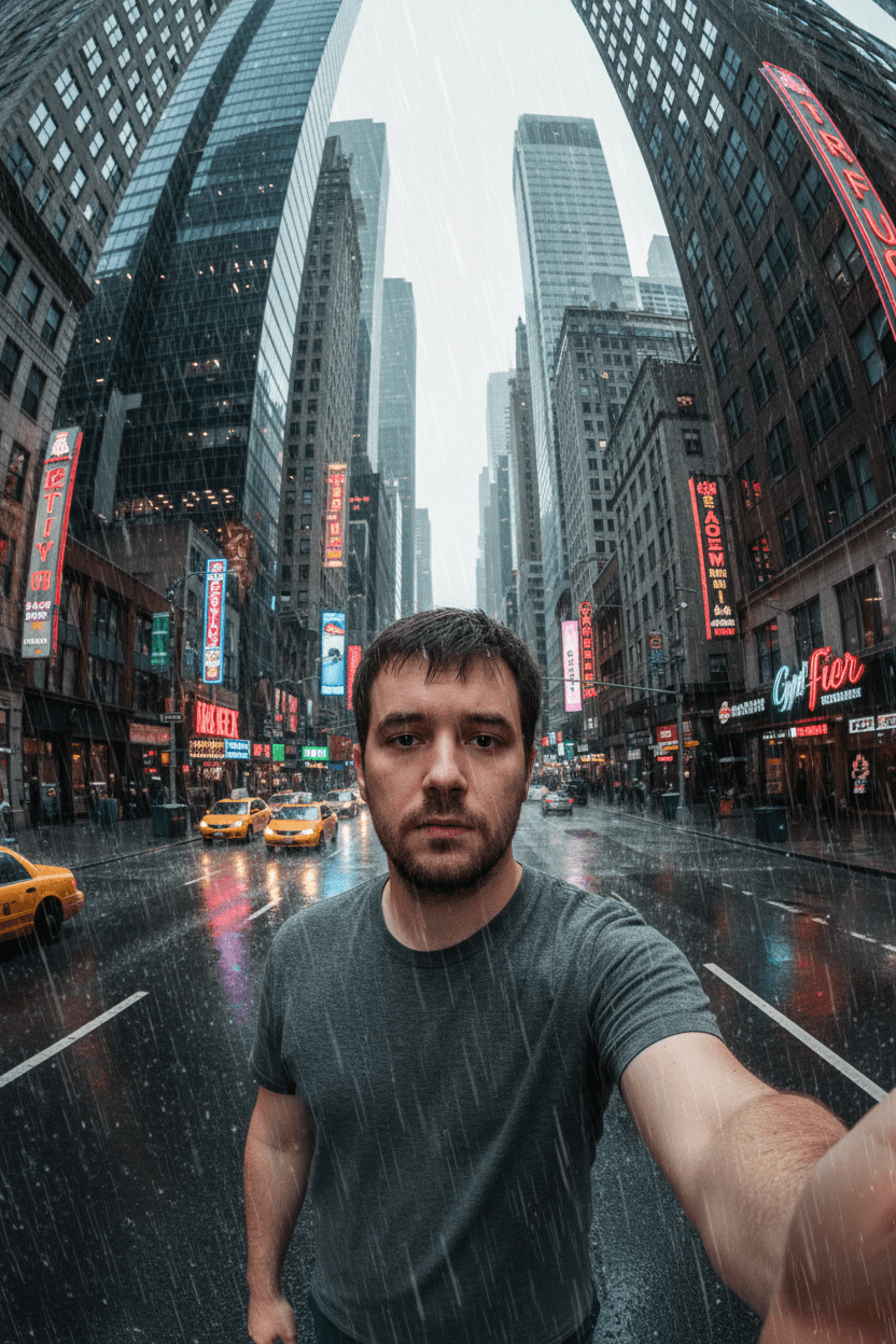 Wide Angle Fisheye City Rain