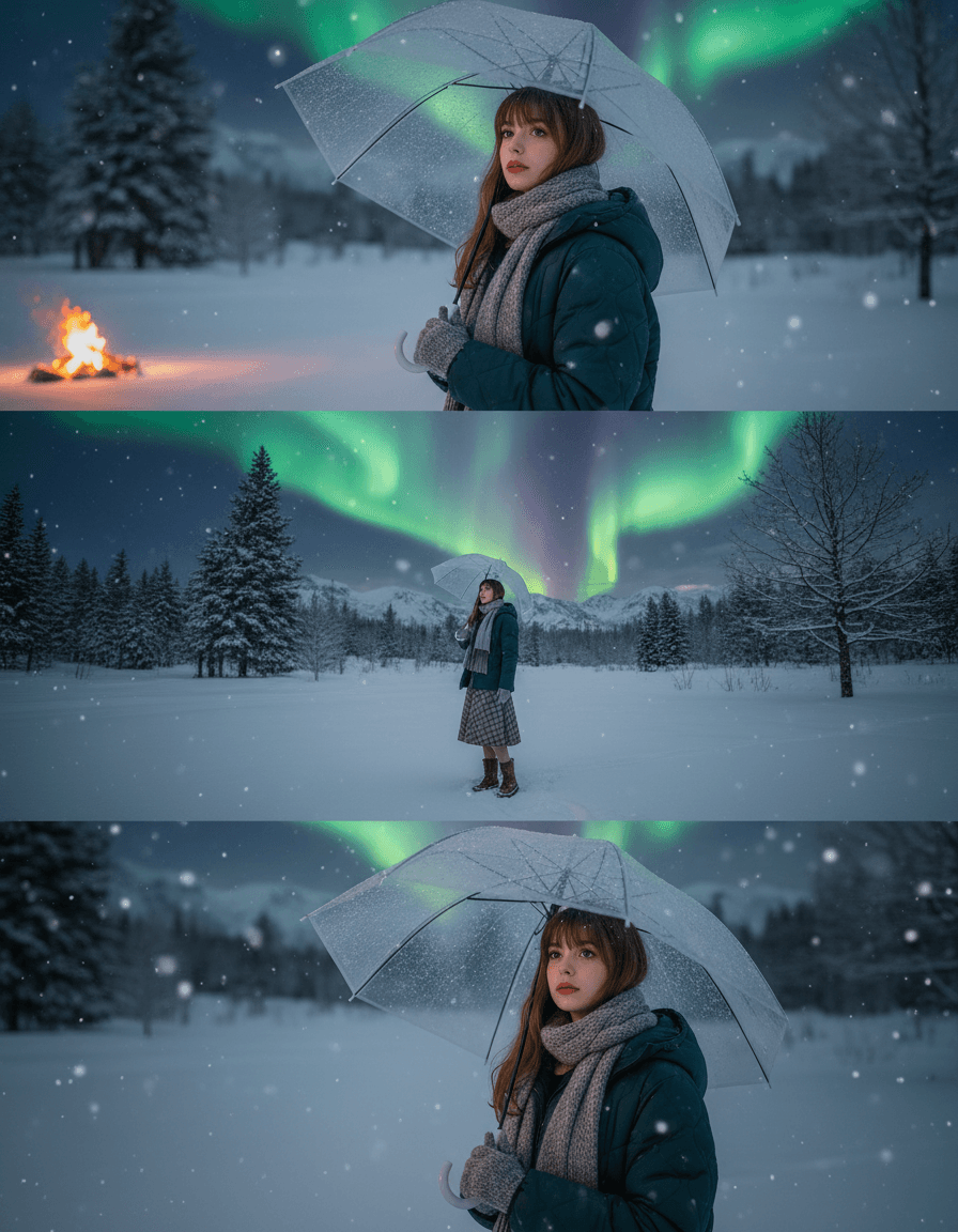 Winter Aurora Triptych