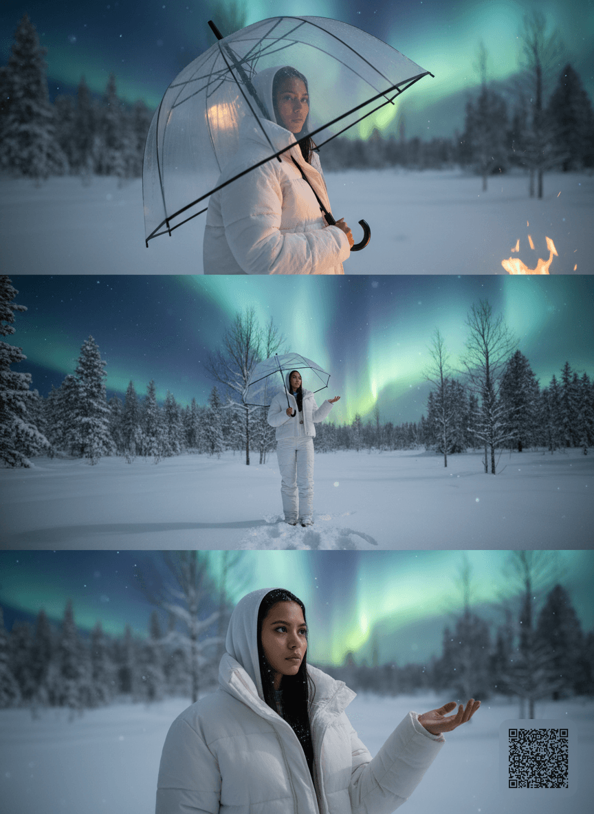 Winter Aurora Triptych