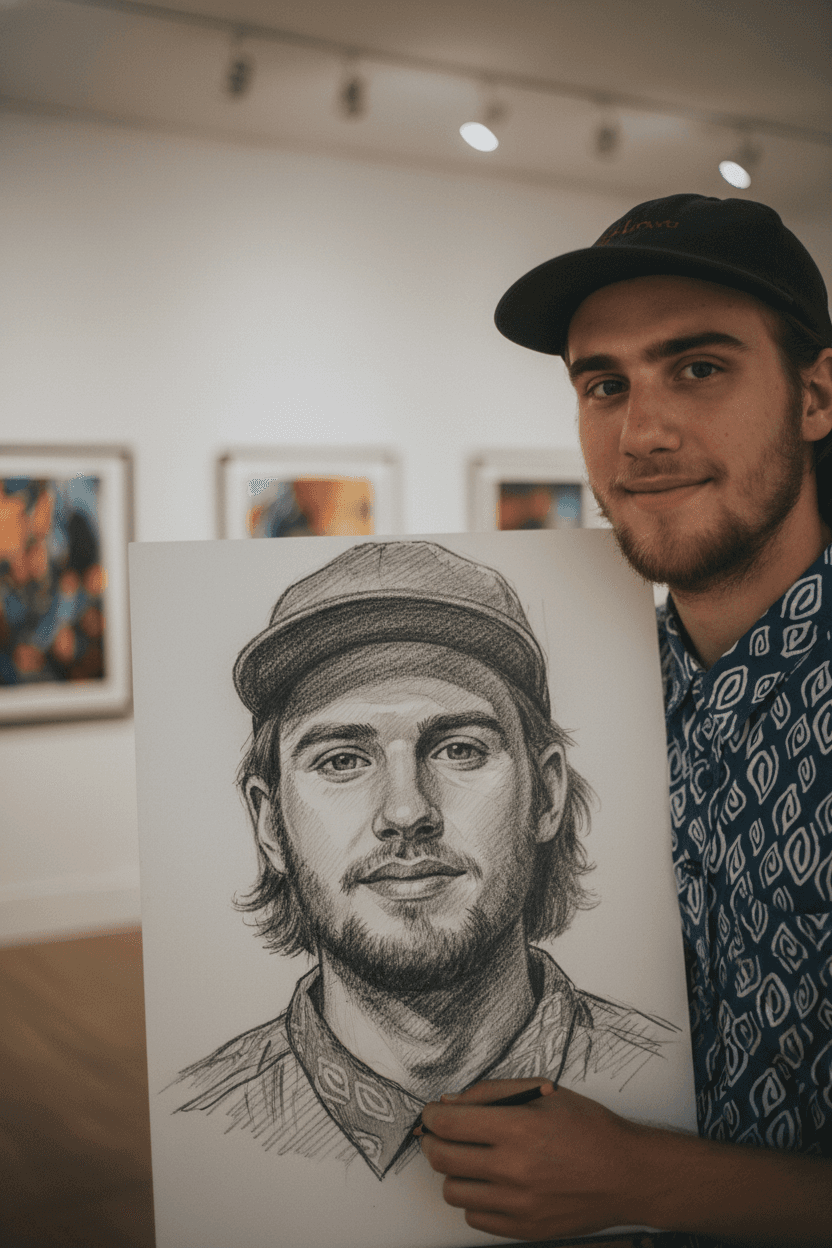 Art Gallery Pencil Sketch Portrait
