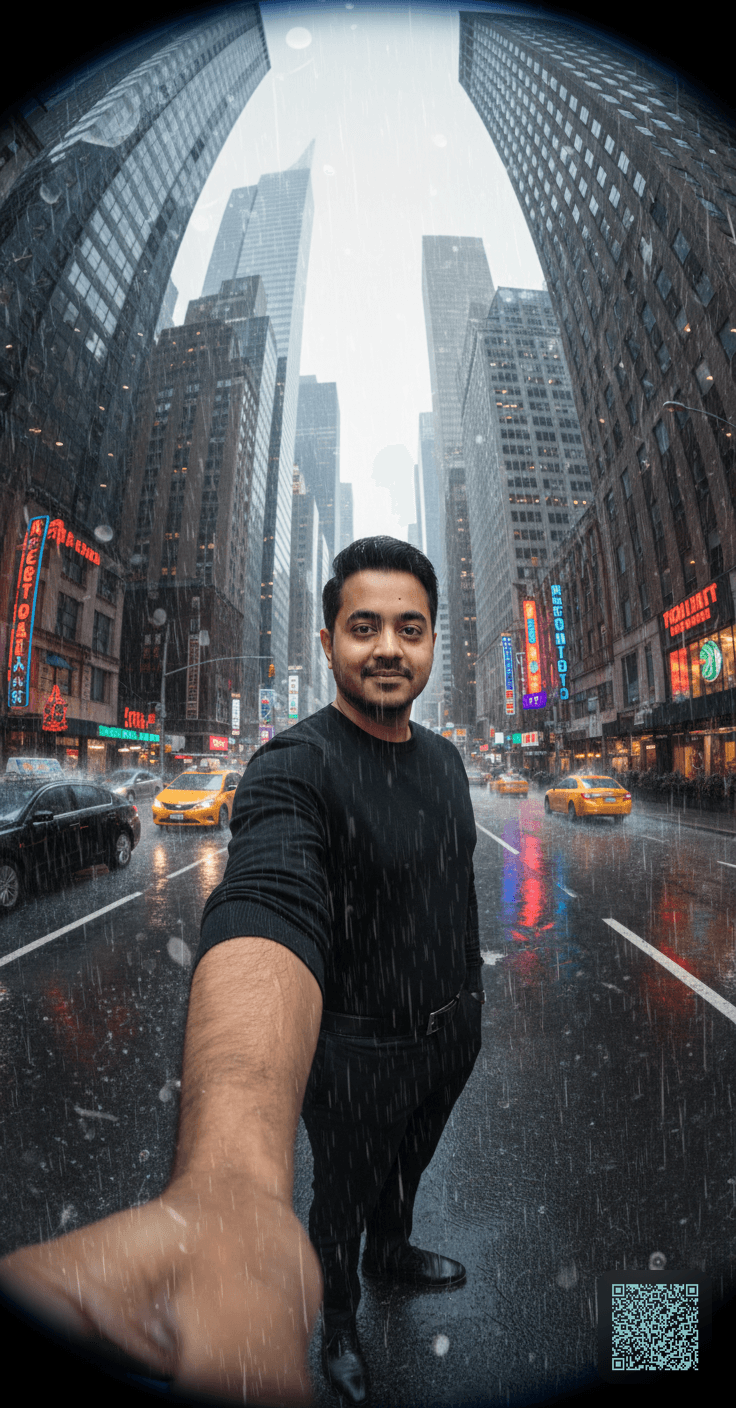 Wide Angle Fisheye City Rain