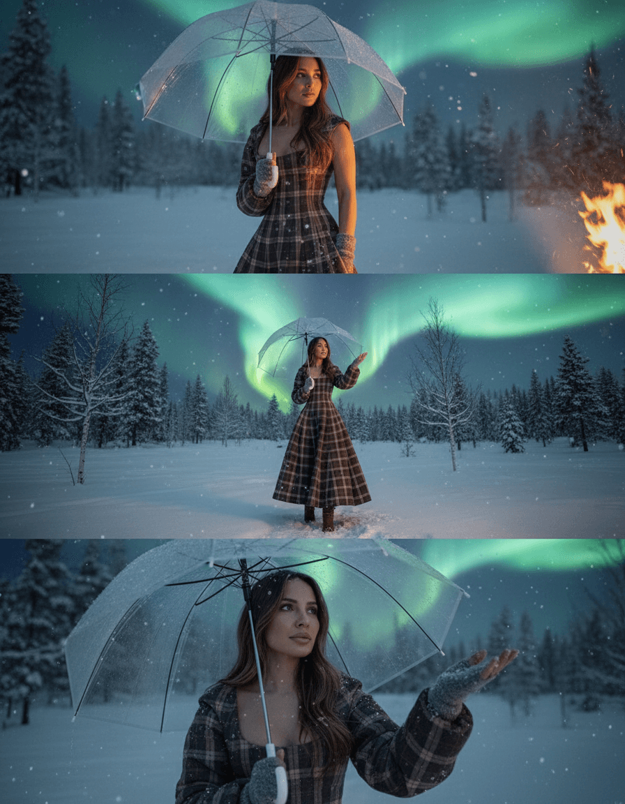 Winter Aurora Triptych