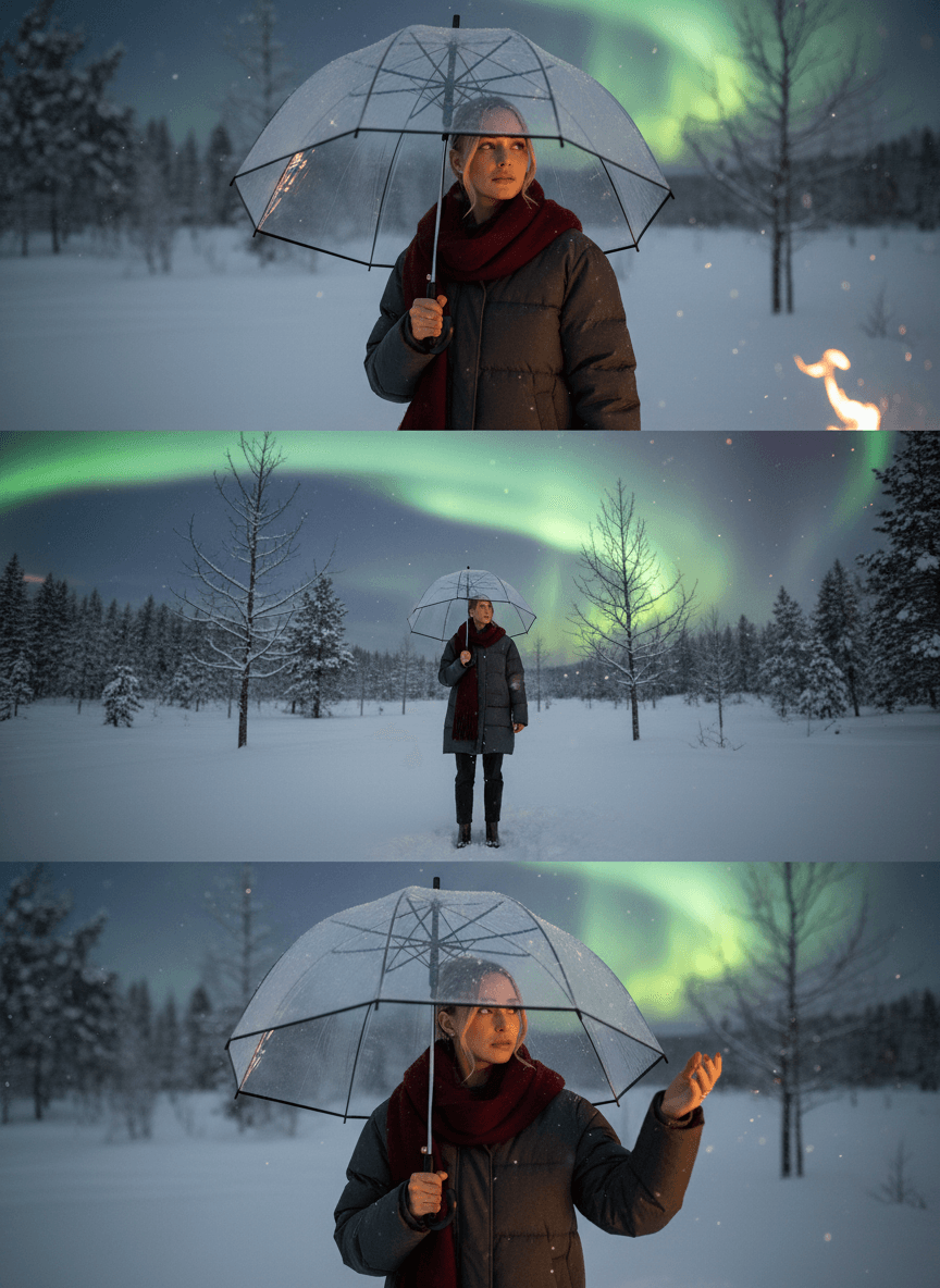 Winter Aurora Triptych