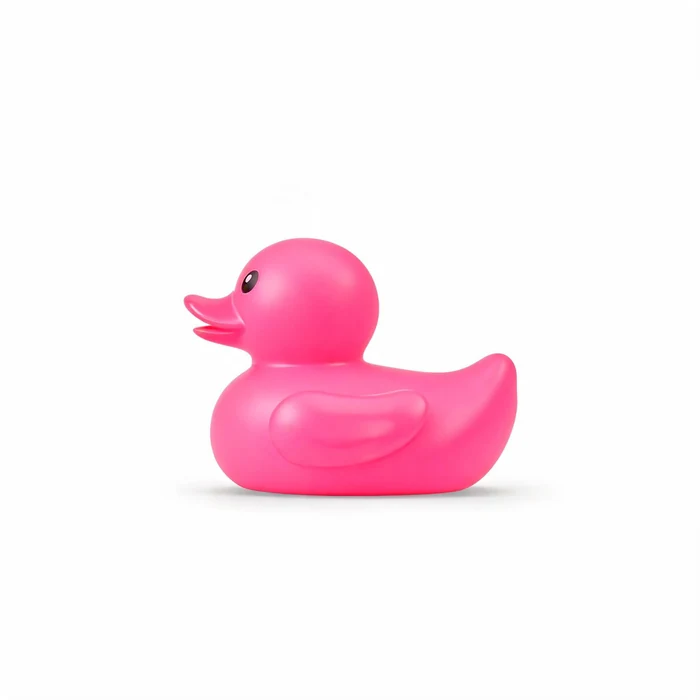 The source image: a plain pink rubber duck in side profile on a white background.