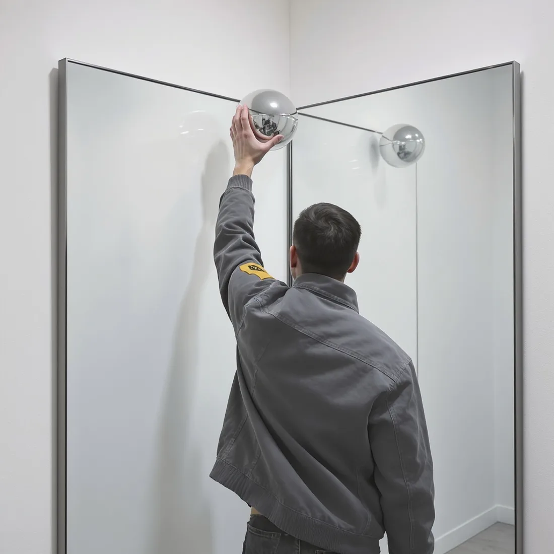 FLUX Kontext Pro — Two-Mirror Corner — Chrome Sphere run 1