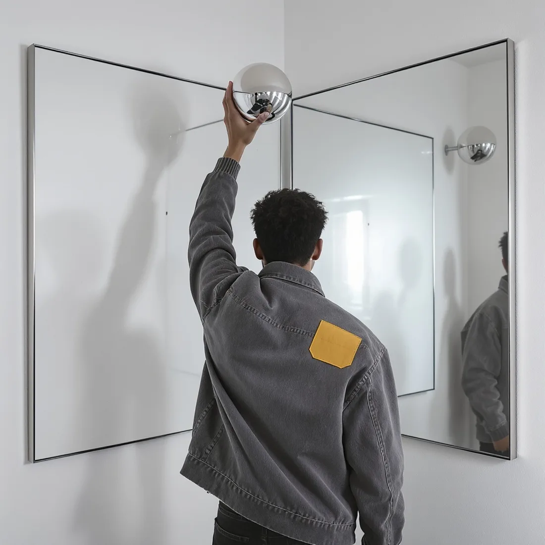 FLUX Kontext Pro — Two-Mirror Corner — Chrome Sphere run 3