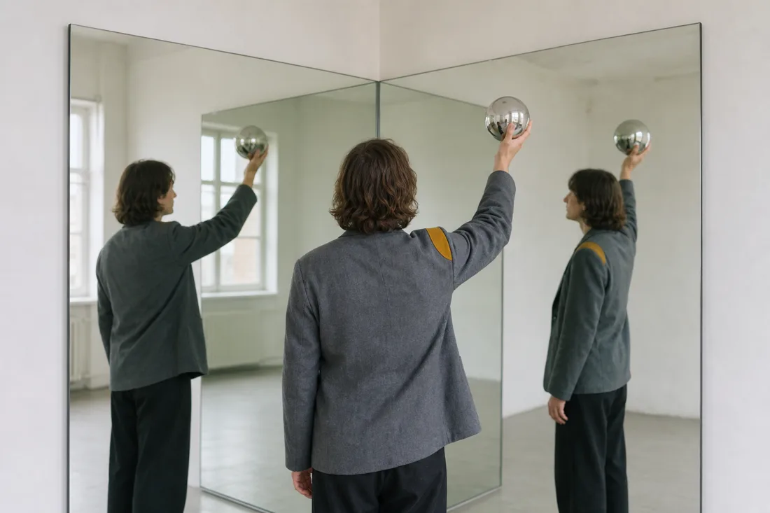 OpenAI gpt-image-2 — Two-Mirror Corner — Chrome Sphere run 2