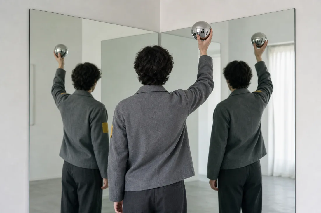 OpenAI gpt-image-2 — Two-Mirror Corner — Chrome Sphere run 3