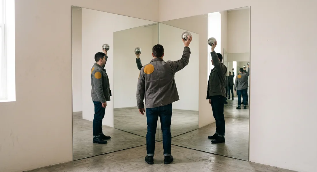 Google Nano Banana 2 — Two-Mirror Corner — Chrome Sphere run 1